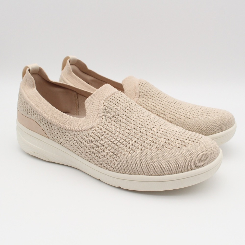 Fitflop Super-Q Knit Slip-On Sneakers Womens Size 10 Beige Metallic Shoes